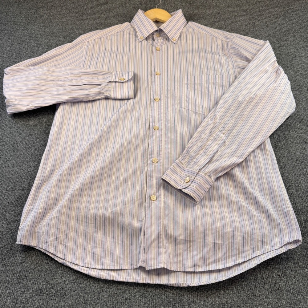Ermenegildo Zegna Button Down Shirt Mens L Purple Multi Stripe Excellent Cotton